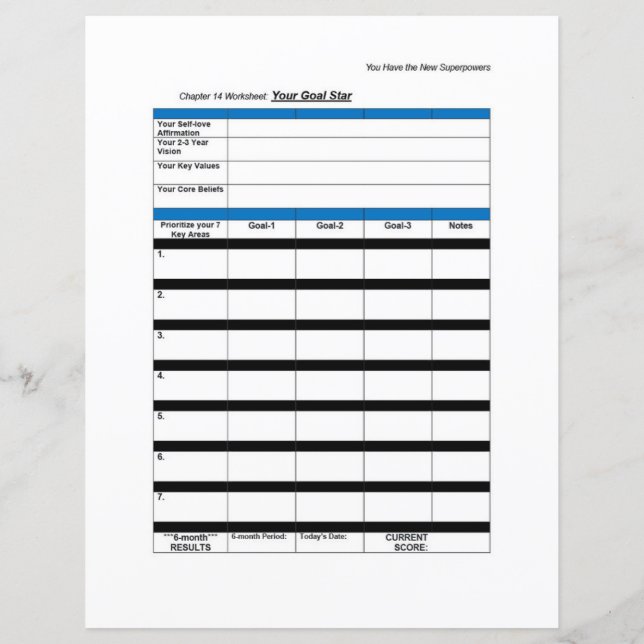 Hoja de trabajo de superpotencia: estrella de obje (Reverso)