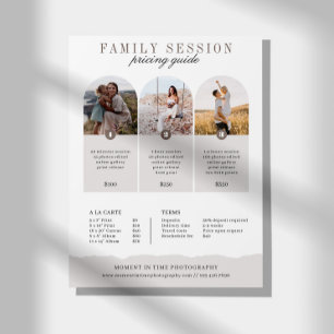 Hoja de venta Guía de precios de fotografía famili