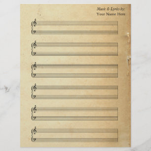 Hoja en blanco vintage Piano Staves musicales