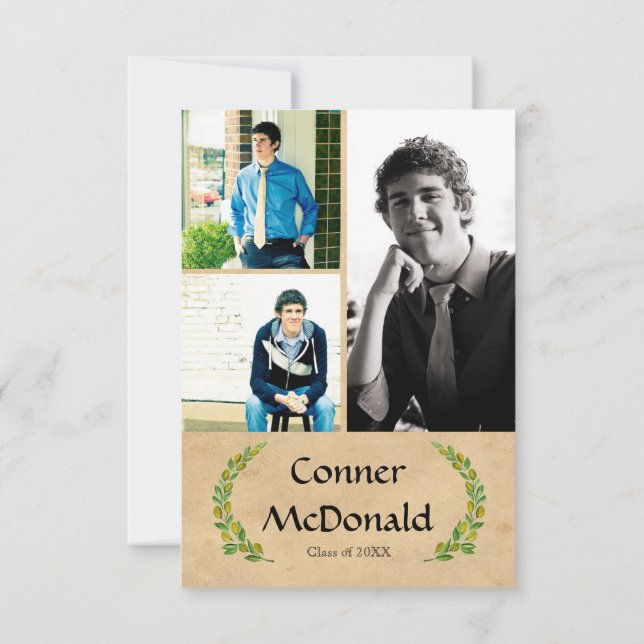 Hoja formal - Invitación de graduación 3x5 (Reverso)