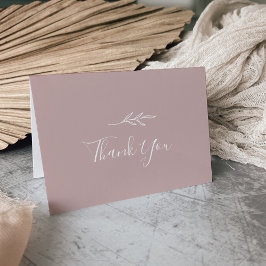 Hoja mínima | Dusty Rosa Boda Gracias Tarjeta