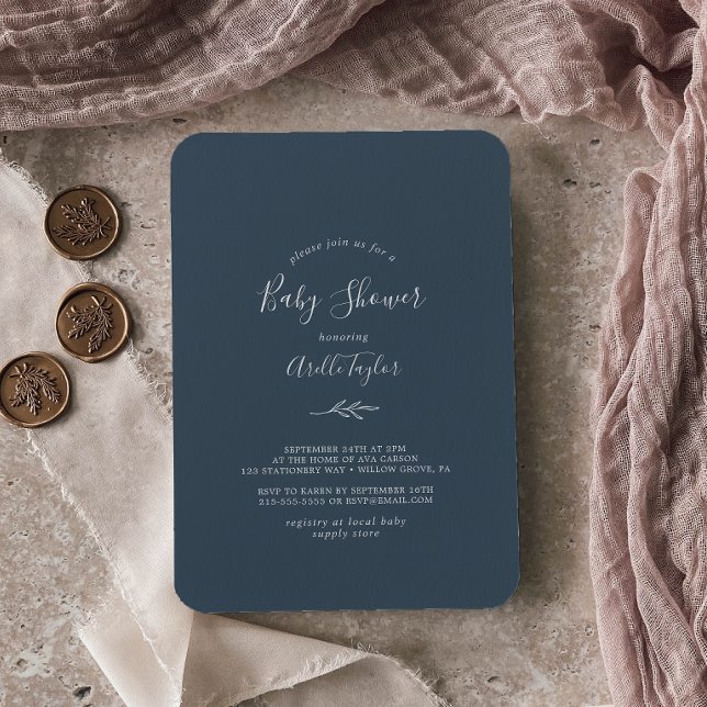 Hoja mínima | Invitación a Baby Shower de pizarra  (Subido por el creador)