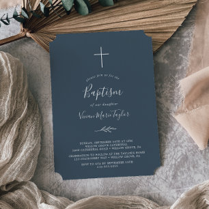 Hoja mínima   Invitación al bautismo azul de pizar
