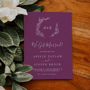 Hoja mínima Invitación de Elopement Berry Purple
