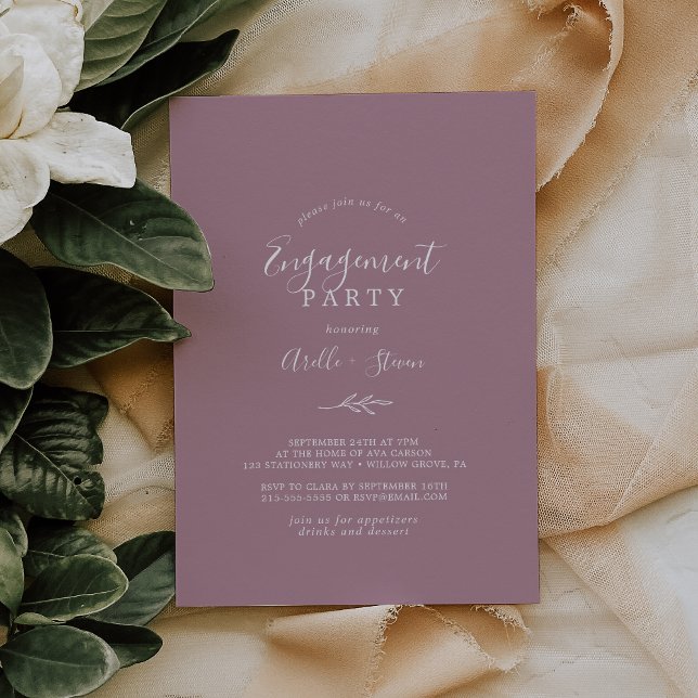 Hoja mínima | Invitación de Mauve Engagement Party (Subido por el creador)