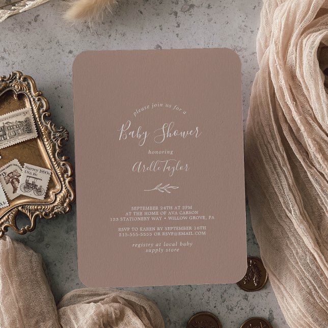 Hoja mínima | Invitación neutral a Baby Shower (Subido por el creador)