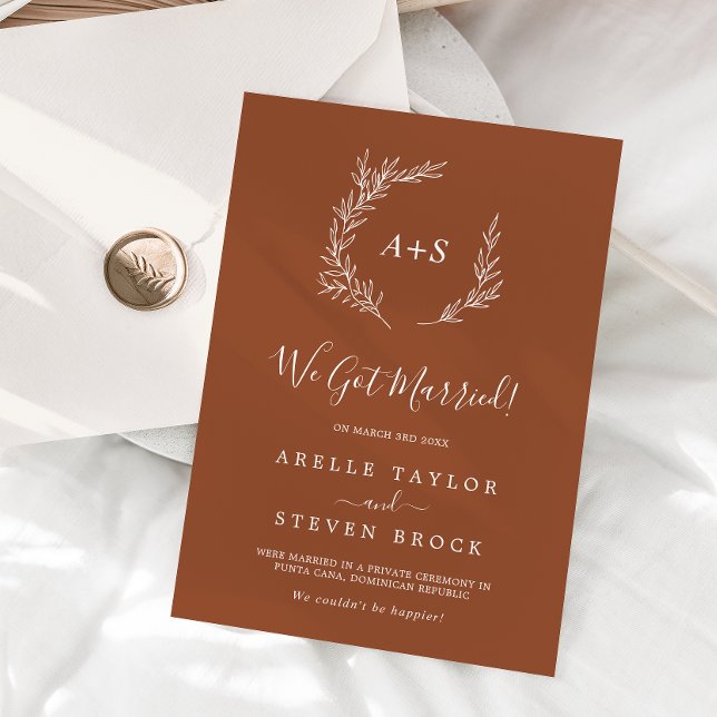 Hoja mínima | Invitación Terracotta Elopement (Subido por el creador)