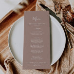 Hoja mínima | Menú Boda Neutral para cenar<br><div class="desc">La carta de menú de la cena es minimalista, neutra y con hojas, ideal para los bodas boho. El diseño presenta una sencilla silueta de hojas de vegetación en un tono natural de tierra con un estilo bohemio desierto minimalista. Este menú se puede utilizar para la recepción de bodas, la...</div>