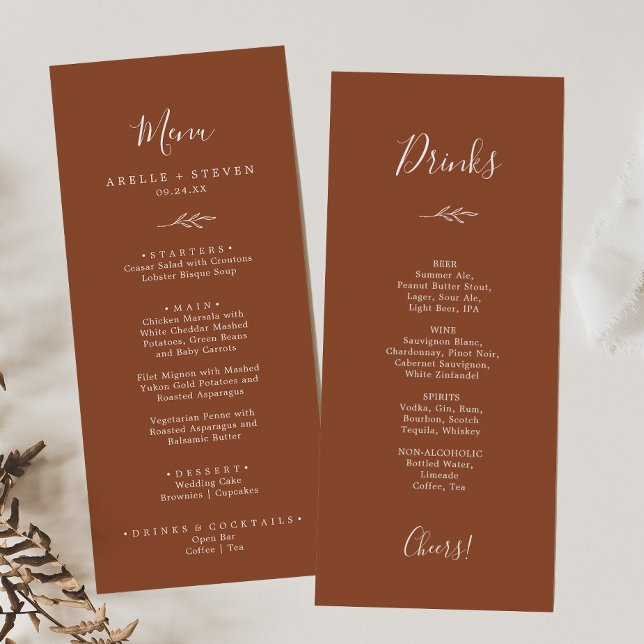 Hoja mínima | Menú de cena y bebida de Terracotta (Subido por el creador)