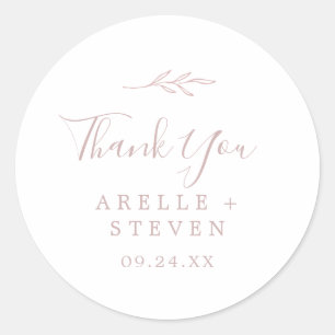 Hoja mínima   Rubor Pink Gracias Pegatina Favor