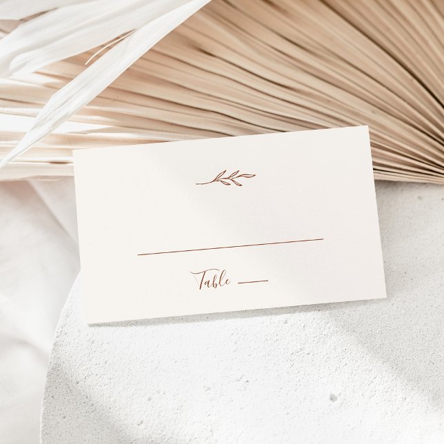 Hoja mínima | Tarjeta Boho Cream Flat Boda Place C (Subido por el creador)