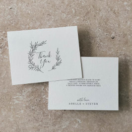 Hoja Mínima | Tarjeta de Agradecimiento Gris Oscur