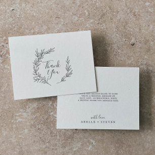 Hoja mínima   Tarjeta de agradecimiento gris oscur