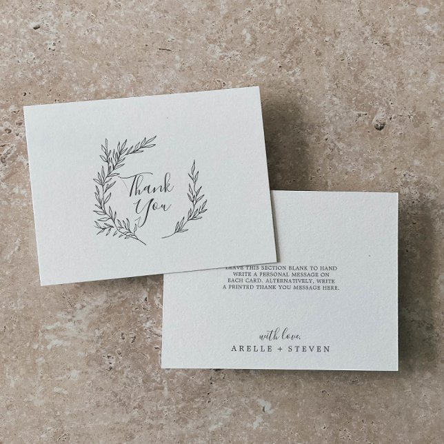 Hoja Mínima | Tarjeta de Agradecimiento Gris Oscur (Subido por el creador)