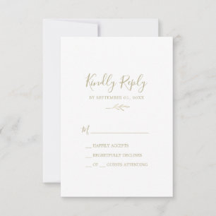 Hoja mínima   Tarjeta RSVP Simple Gold