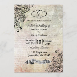 Hoja Notas de la música Corazones Invitaciones de