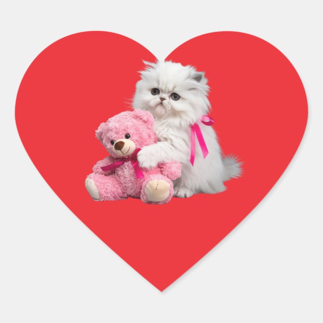 Hoja Pegatina de gato y osito de peluche persa bla (Anverso)