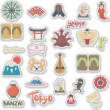 Hoja Pegatina de iconos de la cultura japonesa