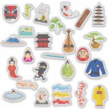 Hoja Pegatina de iconos de la cultura japonesa