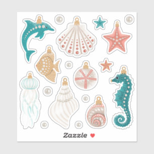 Hoja Pegatina de los Ornamentos de Navidad Costera