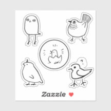 Hoja Pegatina de pájaros dibujantes de tinta