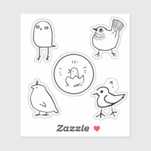 Hoja Pegatina de pájaros dibujantes de tinta