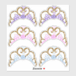 Hoja Pegatina rosa, púrpura y azul de Tiara dorada