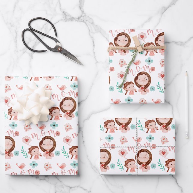 Hoja plana de envolver de mamá de 3 hojas (Anverso)