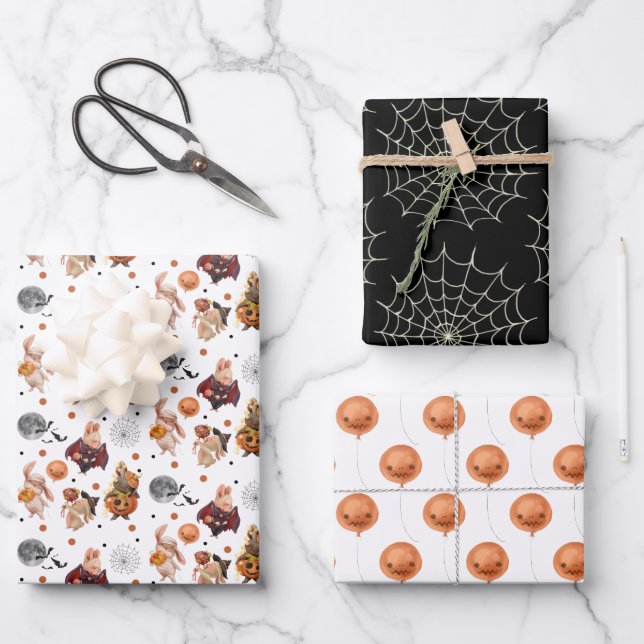 Hoja plana de envolvimiento de papel de Halloween  (Anverso)