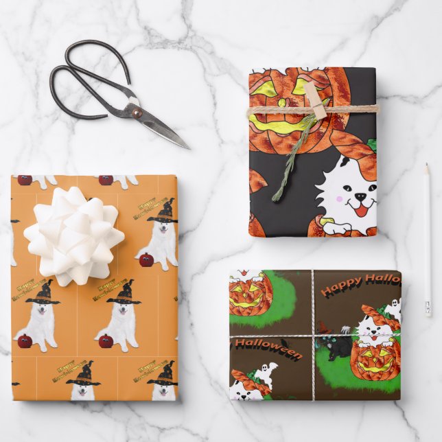 Hoja plana de envolvimiento de papel de Halloween  (Anverso)