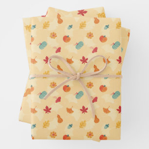 Hoja plana de envolvimiento de papel de otoño de 3