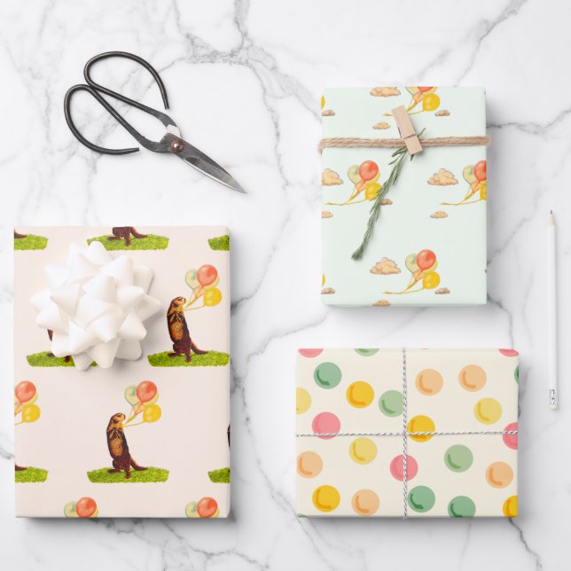 Hoja plana de envolvimiento de papel Otter de 3 (Anverso)