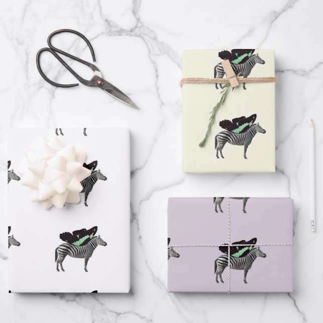 Hoja plana de papel de envolvimiento de cebra alad (Anverso)