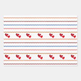 Hoja plana de papel de envolvimiento de corazón y