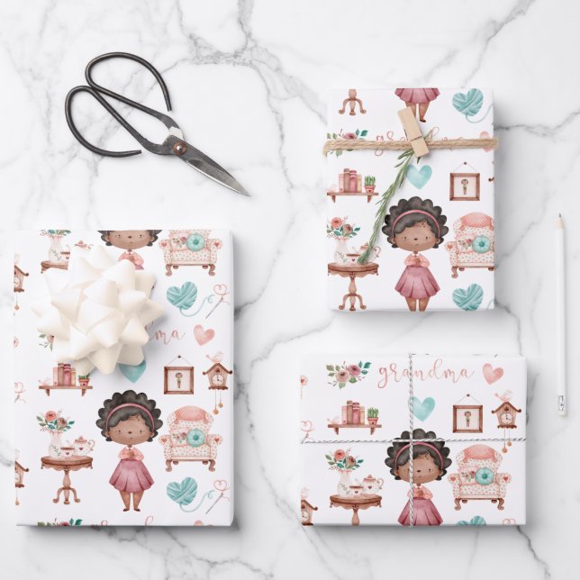 Hoja plana de papel de envolvimiento de la abuela  (Anverso)