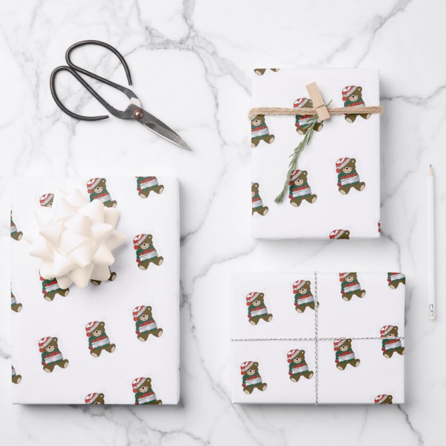 Hoja plana de papel de envolvimiento de oso de pel (Anverso)