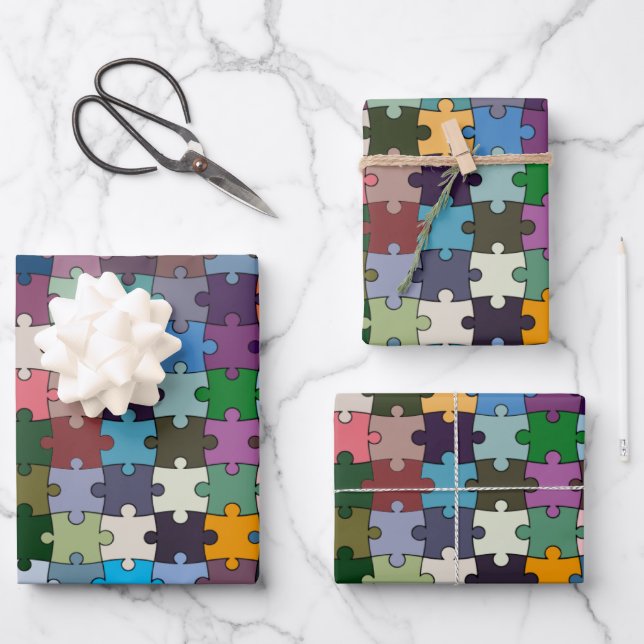 Hoja plana de papel de envolvimiento de rompecabez (Anverso)