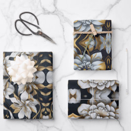 Hoja plana de papel de envolvimiento negro y blanc