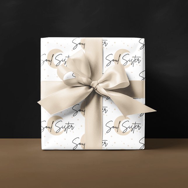 Hoja plana de papel de envolvimiento Soul Sister d (Celebrate your soul sister with this moon wrapping paper set! )