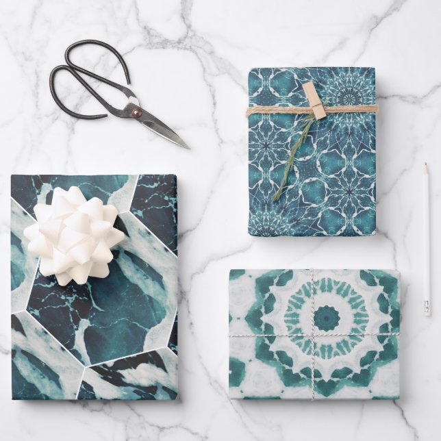 Hoja plana de papel de envolvimiento temática oceá (Anverso)