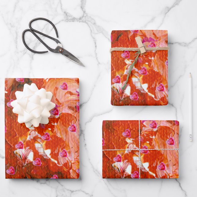 Hoja plana de papel de San Valentín Rojo de 3 (Anverso)