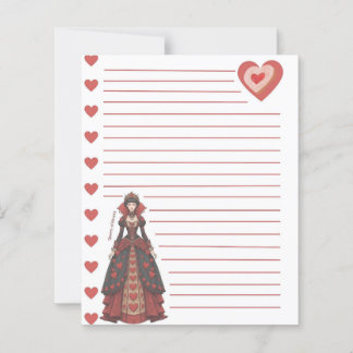 Hoja Rayada de Reina de Corazones con Sobre