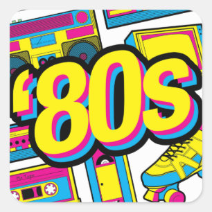 Hoja Retro Pegatina de 80 - Vibes de retroceso de 