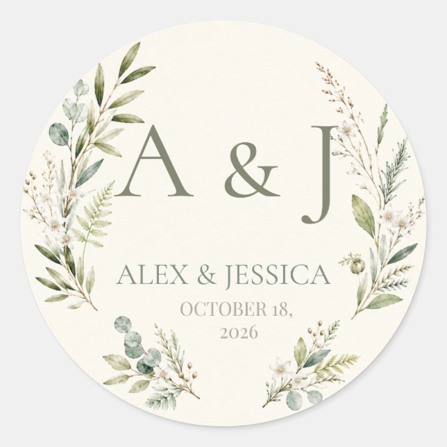 Hoja: Sello de Boda Botánico Personalizado (Anverso)