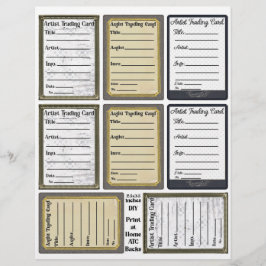 Hoja trasera de tarjeta de comercio de artistas