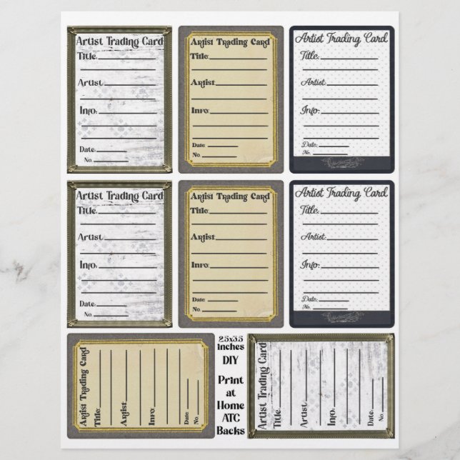 Hoja trasera de tarjeta de comercio de artistas (Anverso)