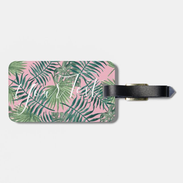 Hoja tropical de bonito personalizable | etiqueta  (Atrás Horizontal)