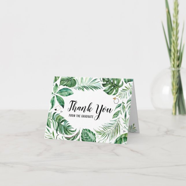 Hoja Tropical Gracias Desde La Tarjeta De Graduado (Anverso)
