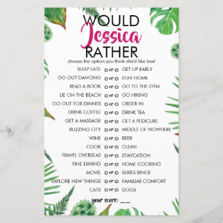 Hoja Tropical Personalizable Prefiere Jugar