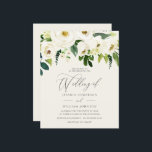 Hoja verde en rosas blancas en un Boda de presupue<br><div class="desc">Hoja verde de rosas blancas en una invitación a una boda presupuestaria</div>
